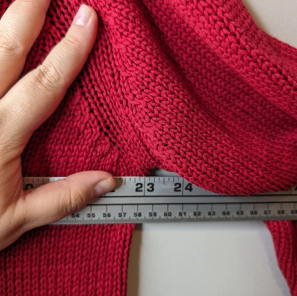Vintage Northern Reflections Red  Knit 3/4 Sleeve V Neck Sweater Top Women Large - Picture 8 of 8
